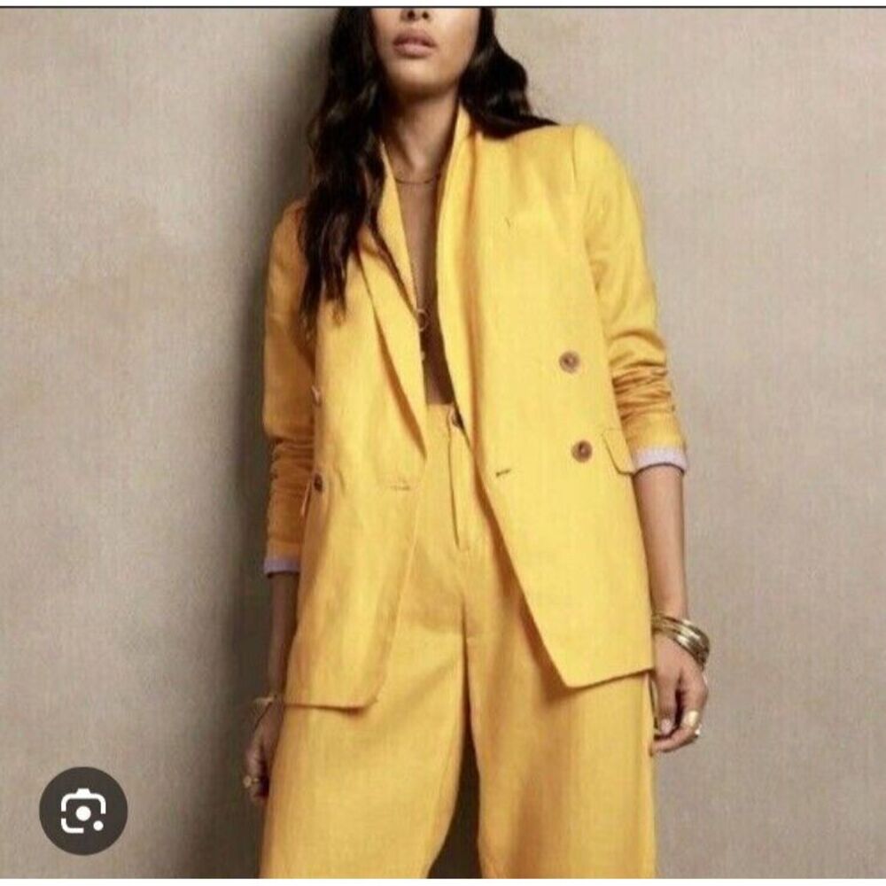 Banana Republic Yellow Double-Breasted Blazer